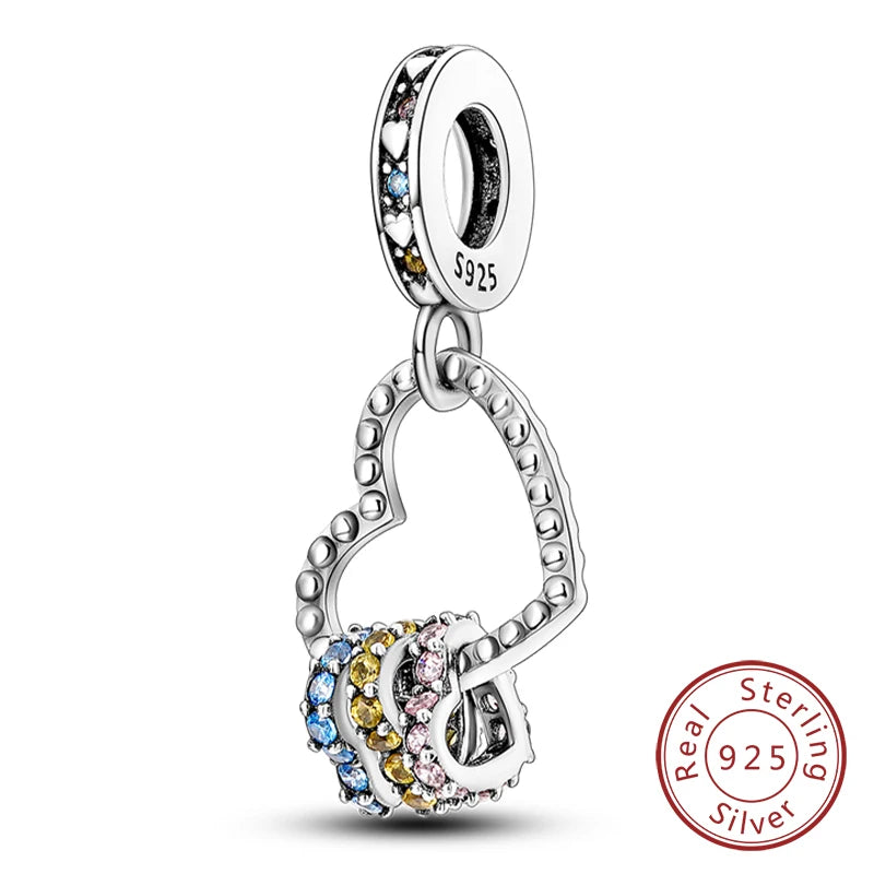 Hot Sale 925 Sterling Silve Charms Beads Forever Love Heart Sister Family Life Charms Dangle For Bracelet Woman Jewelry Gifts