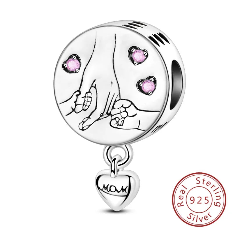 Hot Sale 925 Sterling Silve Charms Beads Forever Love Heart Sister Family Life Charms Dangle For Bracelet Woman Jewelry Gifts