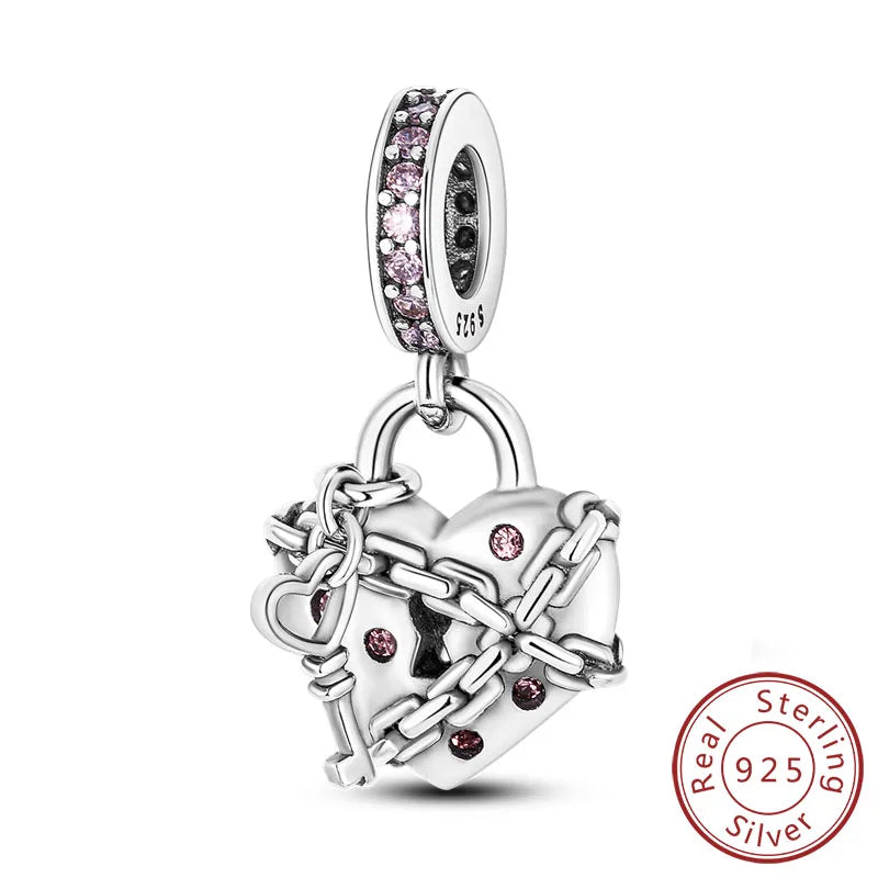 Hot Sale 925 Sterling Silve Charms Beads Forever Love Heart Sister Family Life Charms Dangle For Bracelet Woman Jewelry Gifts
